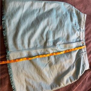 Ashley Stewart Metallic Blue Denim Skirt